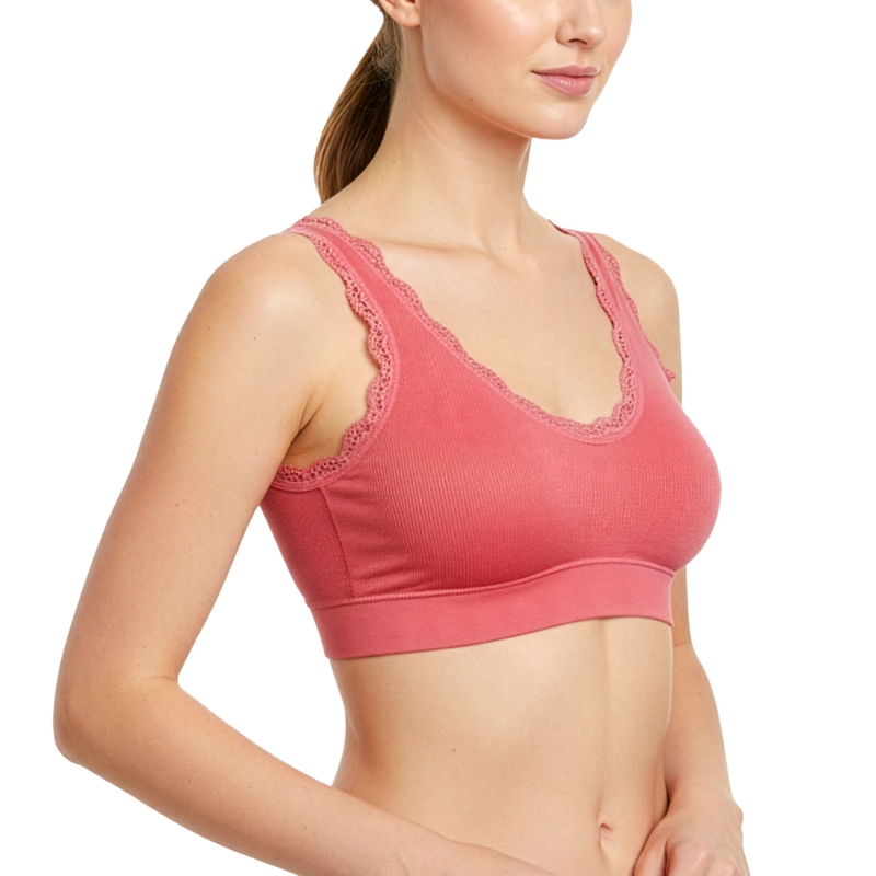 Damen-Bustier-einzeln-Seamless-Rippe-+-Spitze