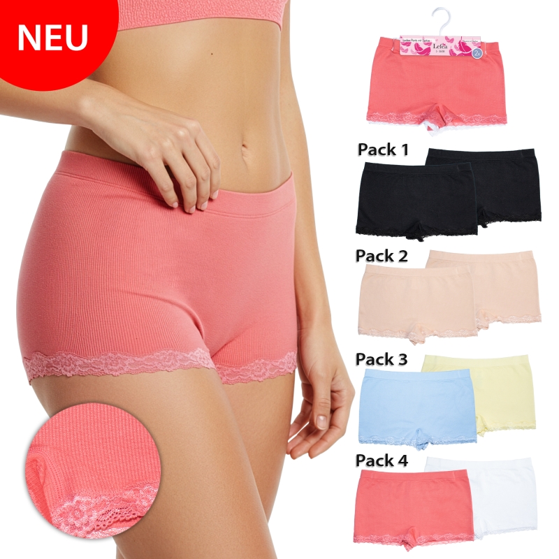 Damen-Pants-2er-Pack-Seamless-Rippe-+-Spitze