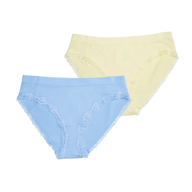 Damen-Bikini-2er-Pack-Seamless-Rippe-+-Spitze