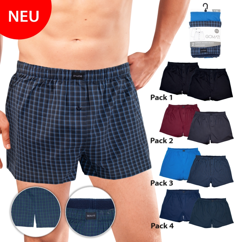 Herren-Boxershorts-2er-Pack-Webgummi-Popelin