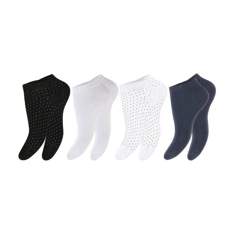 Damen-Sneaker-4er-Pack-BW-EL-Ripp-Bund-gepunktet