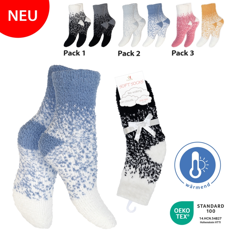 Damen-Kuschelsocken-2er-Pack-Pluesch-gemustert