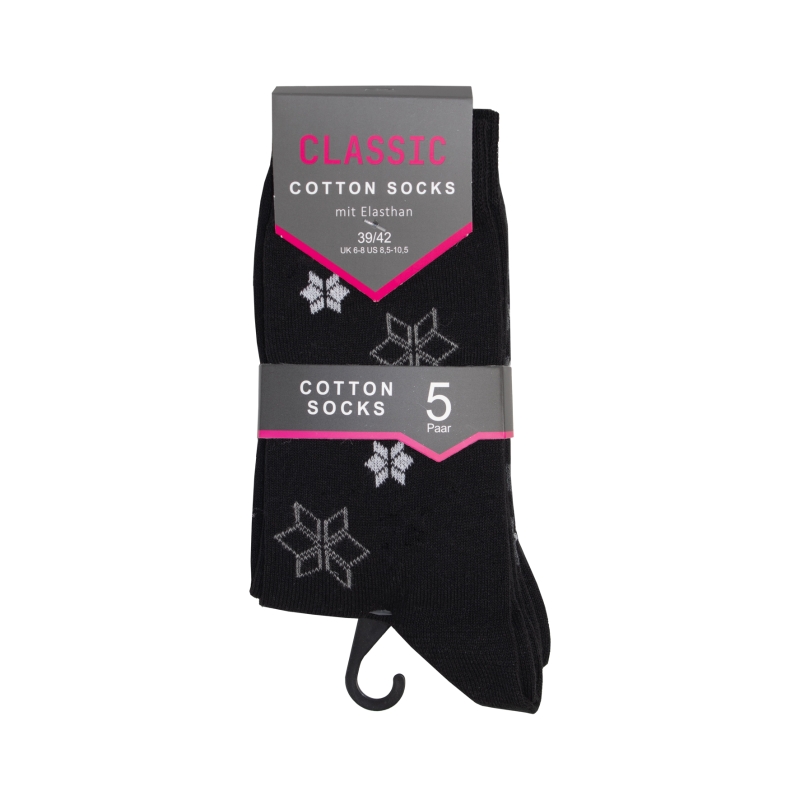 Damen-Socken-5er-Pack-BW-EL-Punkte-Designs