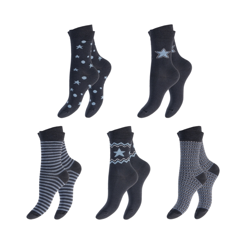 Damen-Socken-5er-Pack-BW-EL-Punkte-Designs