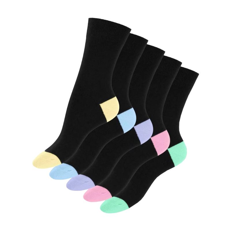 Damen-Socken-5er-Pack-BW-EL-farb~-Ferse-u~-Spitze