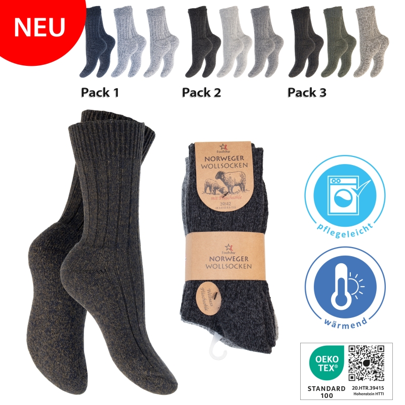 Damen-Norwegersocken-3er-Pack-Ripp-B~-Plueschsohle