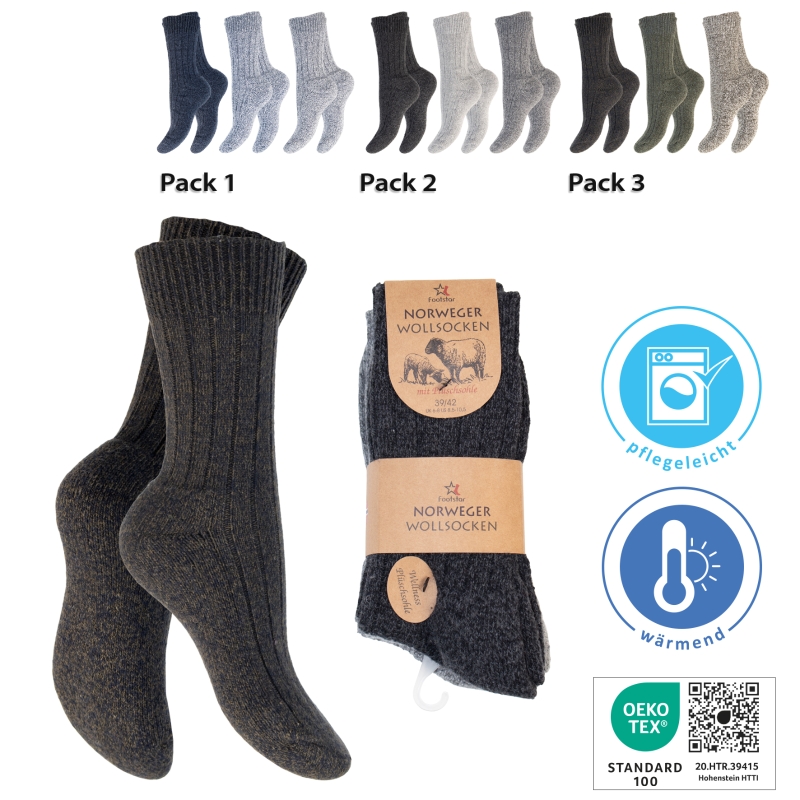 Damen-Norwegersocken-3er-Pack-Ripp-B~-Plueschsohle