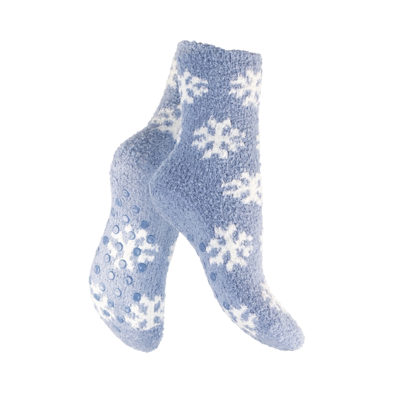 Damen-Kuschelsocken-2er-Pack-Pluesch-gemustert