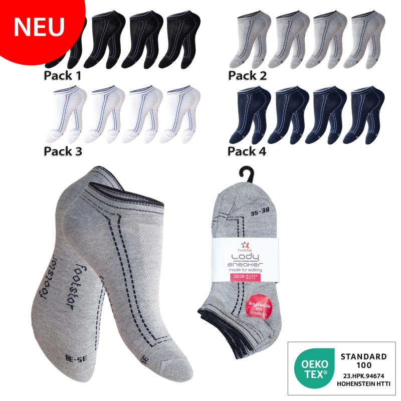 Damen-Sneaker-4er-Pack-BW-EL-Komfortbund-Mesh