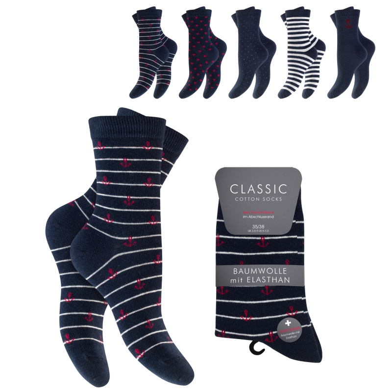 Damen-Socken-5er-Pack-BW-EL-Komfortbund-o~-Gummi