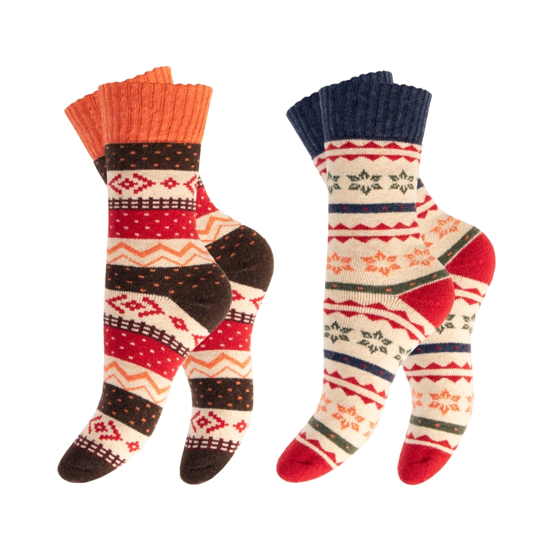 Unisex-Nordic-Woll-Socken-(Strickfrottee)-2er