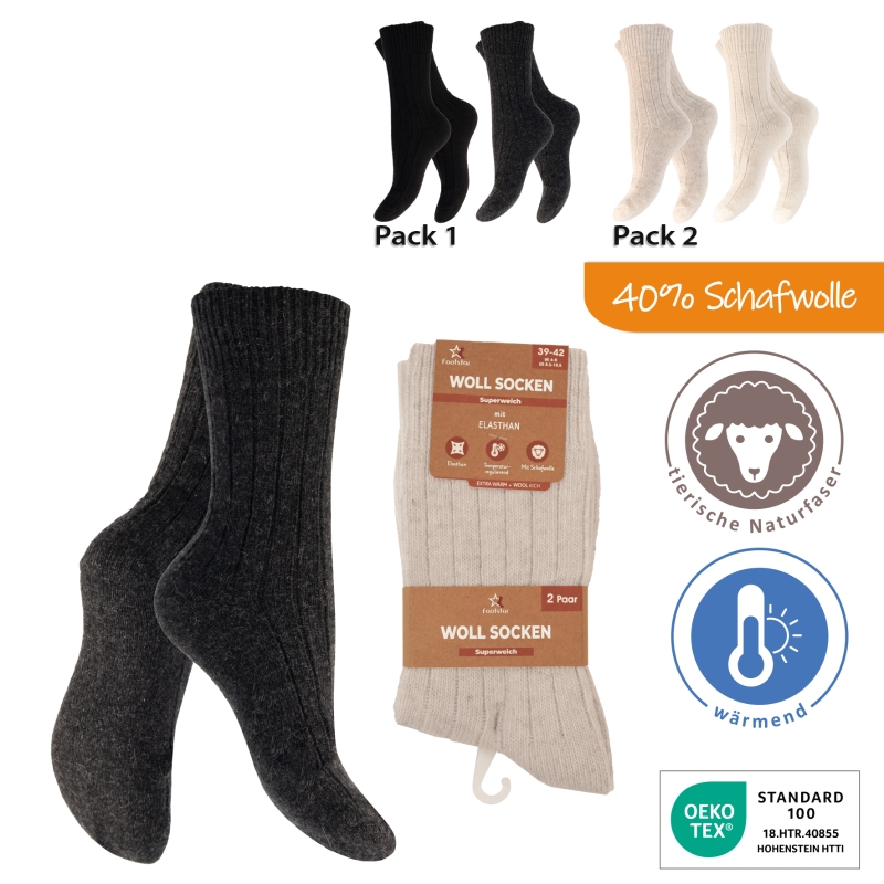 Unisex-Woll-Socken-2er-Pack