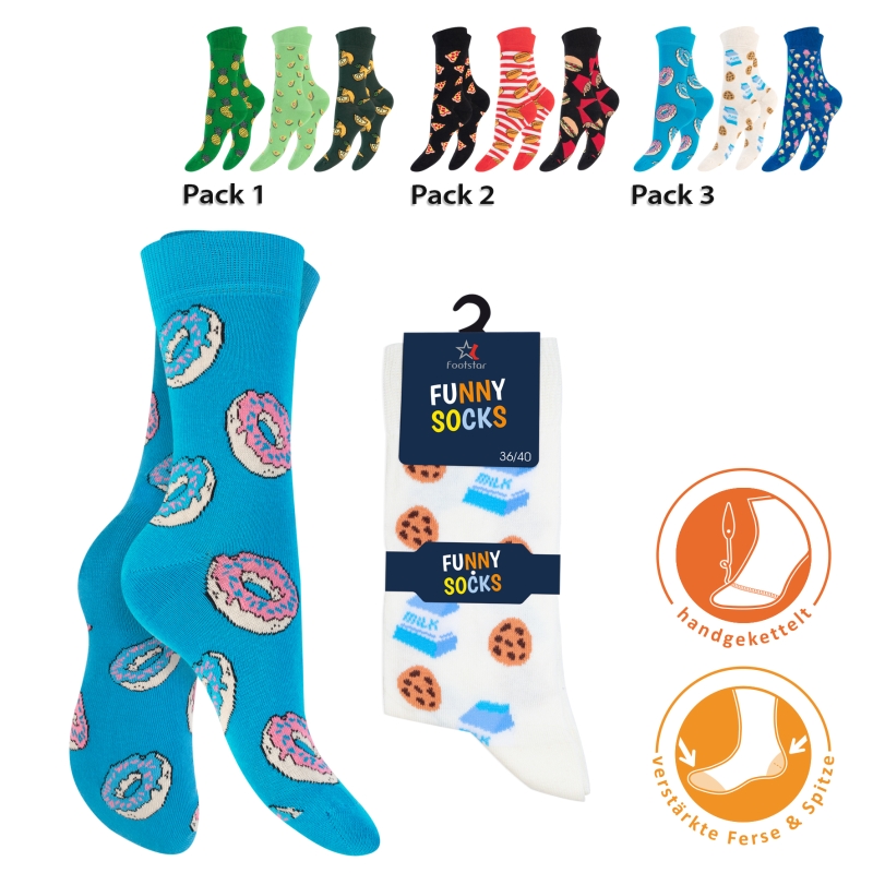 Unisex-Socken-3er-Pack-BW-EL-Ripp-B~-Food-Motive