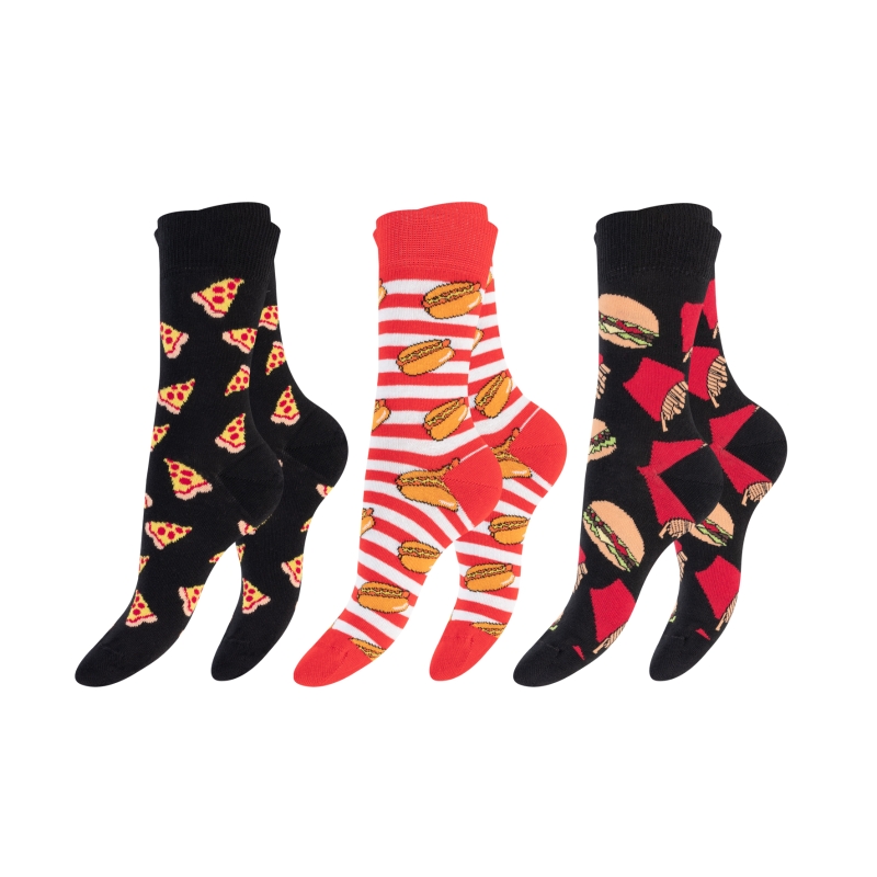 Unisex-Socken-3er-Pack-BW-EL-Ripp-B~-Food-Motive