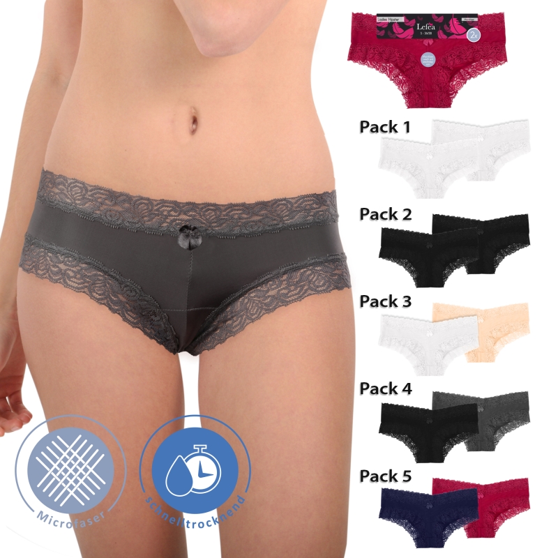 Damen-Hipster-2er-Pack-Microfaser-Spitze