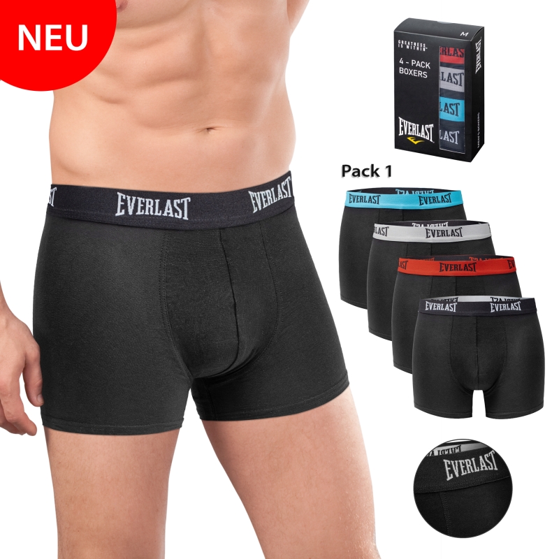 Herren-Pants-Everlast-4er-Pack-BW-EL-Webgummi-uni